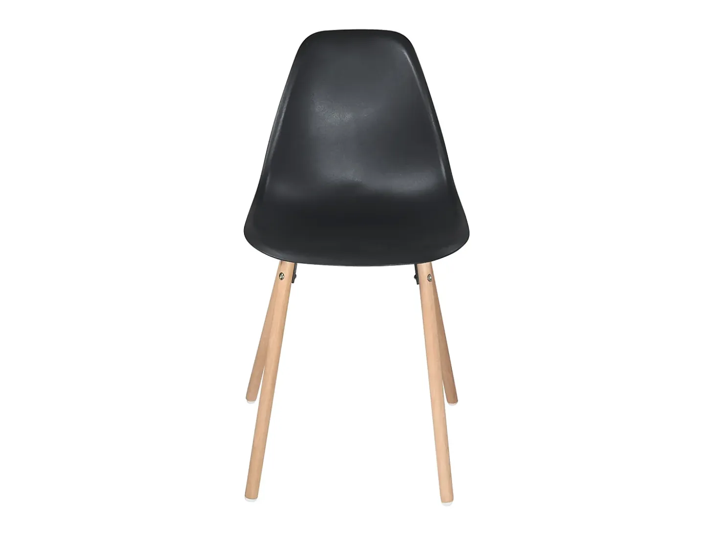 Lote de 4 sillas escandinavas de cocina diseño, asiento de plástico flexible, patas de madera de haya clara OVA (negro)