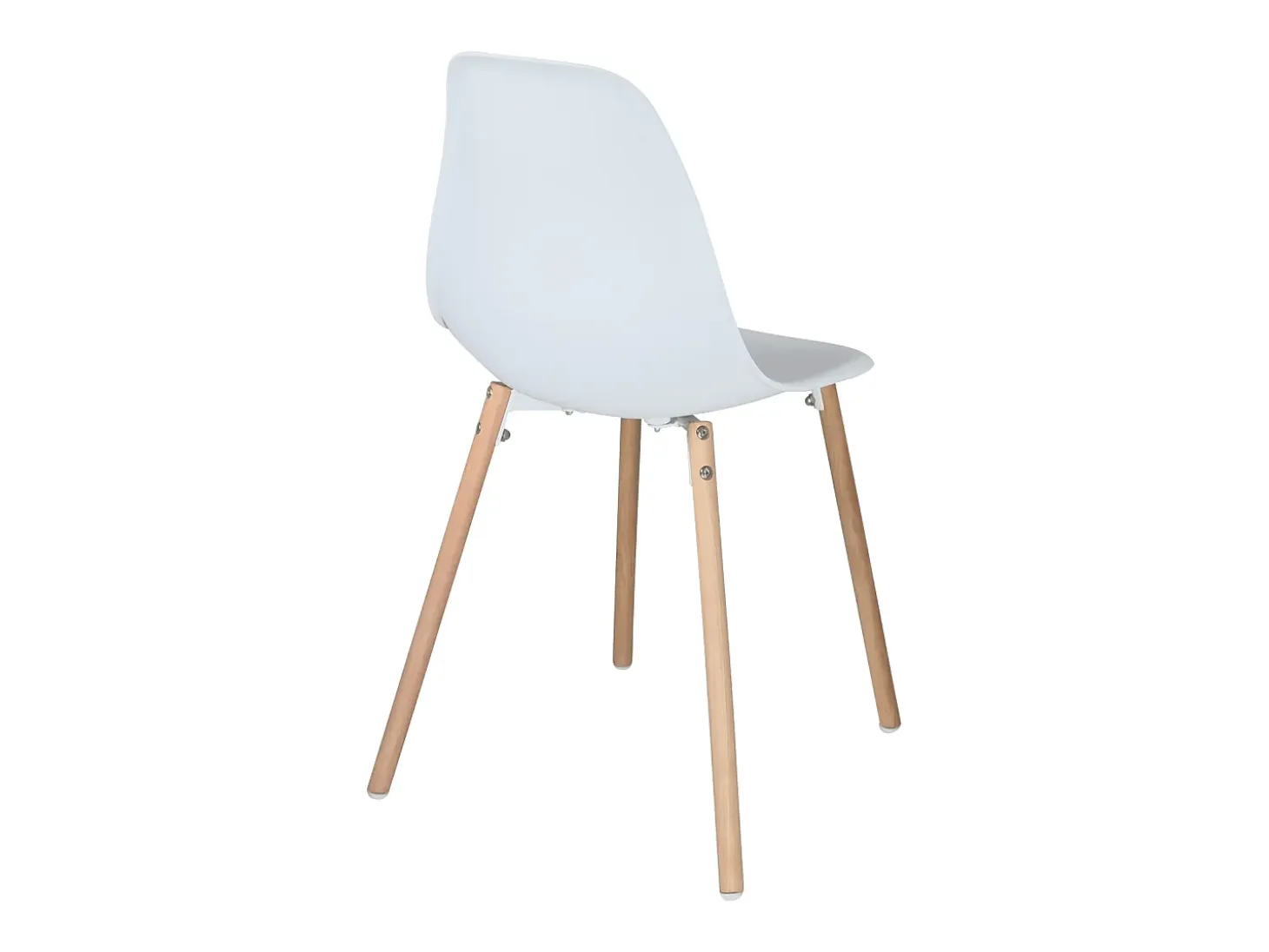 Lote de 4 sillas escandinavas de cocina diseño, asiento de plástico flexible, patas de madera de haya clara OVA (blanco)
