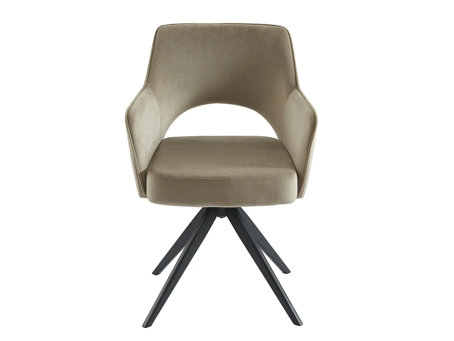 Lote de 6 sillas giratorias con brazos de terciopelo y metal negro - Beige - KONYA