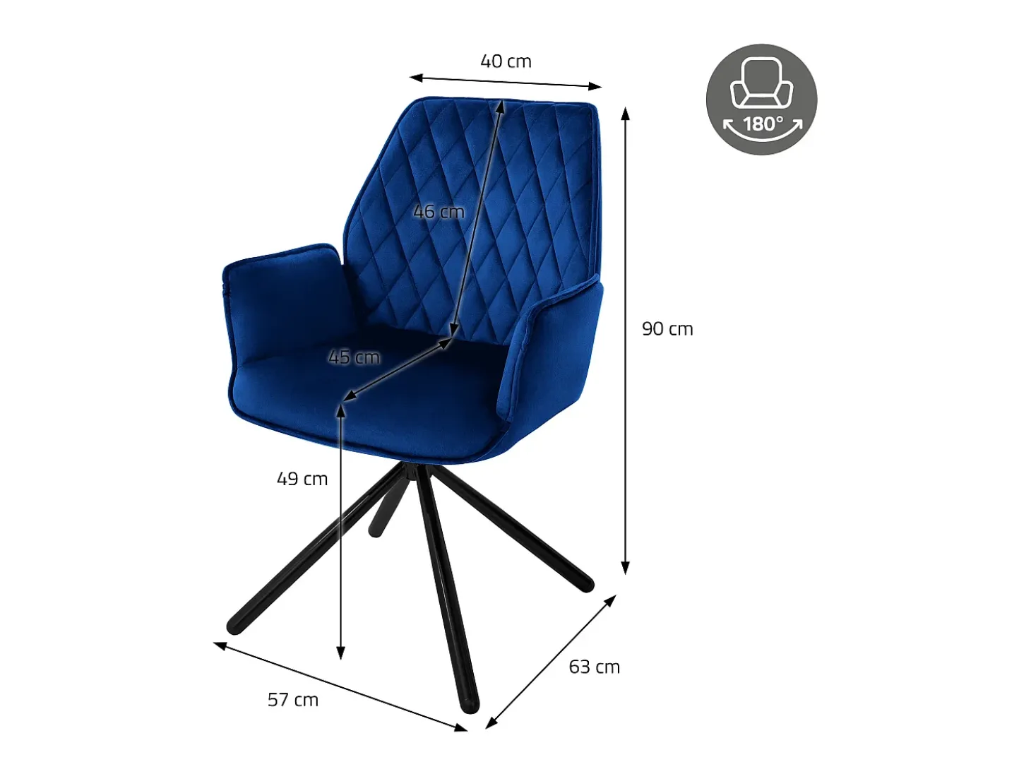 Lote de 2 sillas giratorias silla de comedor sillón de comedor sillón de terciopelo giratorio 180