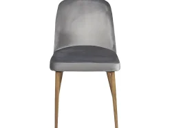 Lote de 2 sillas para salón o comedor, terciopelo acolchado, patas de metal color madera clara DIMA (gris)