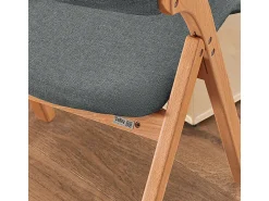 Lote de 4 Sillas Plegables de Madera con Asiento y Respaldo Tapizado Sillón para Cocina Oficina Gris Oscuro47 x 60 x 77 cm FST92-SGx4 SoBuy ES