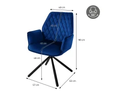 Lote de 4 sillas Sillón de comedor giratorio Silla de salón de terciopelo giratoria 180