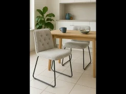 Lote de 2 sillas vintage Zeli – Tejido a rayas gris