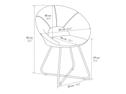 Lote de 4 sillones de tela efecto terciopelo azul, base de metal dorado - ZANTE