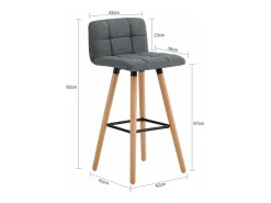 Lote de 2 Taburetes con Respaldo,Taburete de Bar, Capacidad hasta 90 Kg,H90cm, FST50-DGx2 SoBuy ES