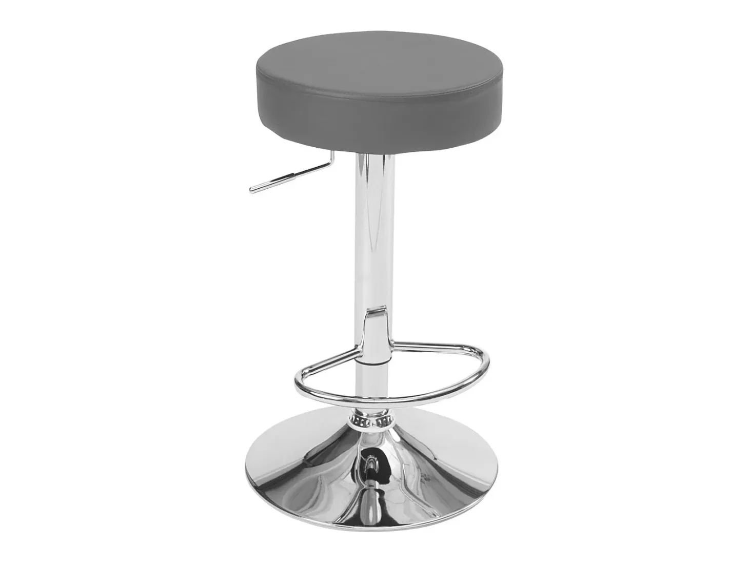 Lote de 2 taburetes de bar redondos, asiento de símil cuero acolchado, giratorio y altura regulable, base cromada YO (gris oscuro)