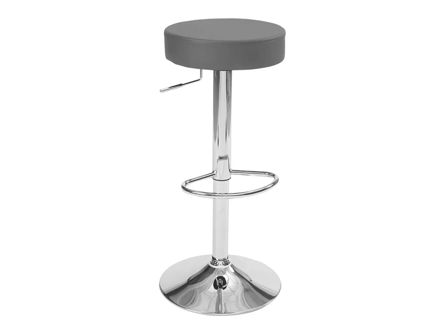 Lote de 2 taburetes de bar redondos, asiento de símil cuero acolchado, giratorio y altura regulable, base cromada YO (gris oscuro)