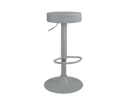 Lote de 2 taburetes de bar redondos, asiento de cuero sintético acolchado, giratorio, altura ajustable YO (gris total)
