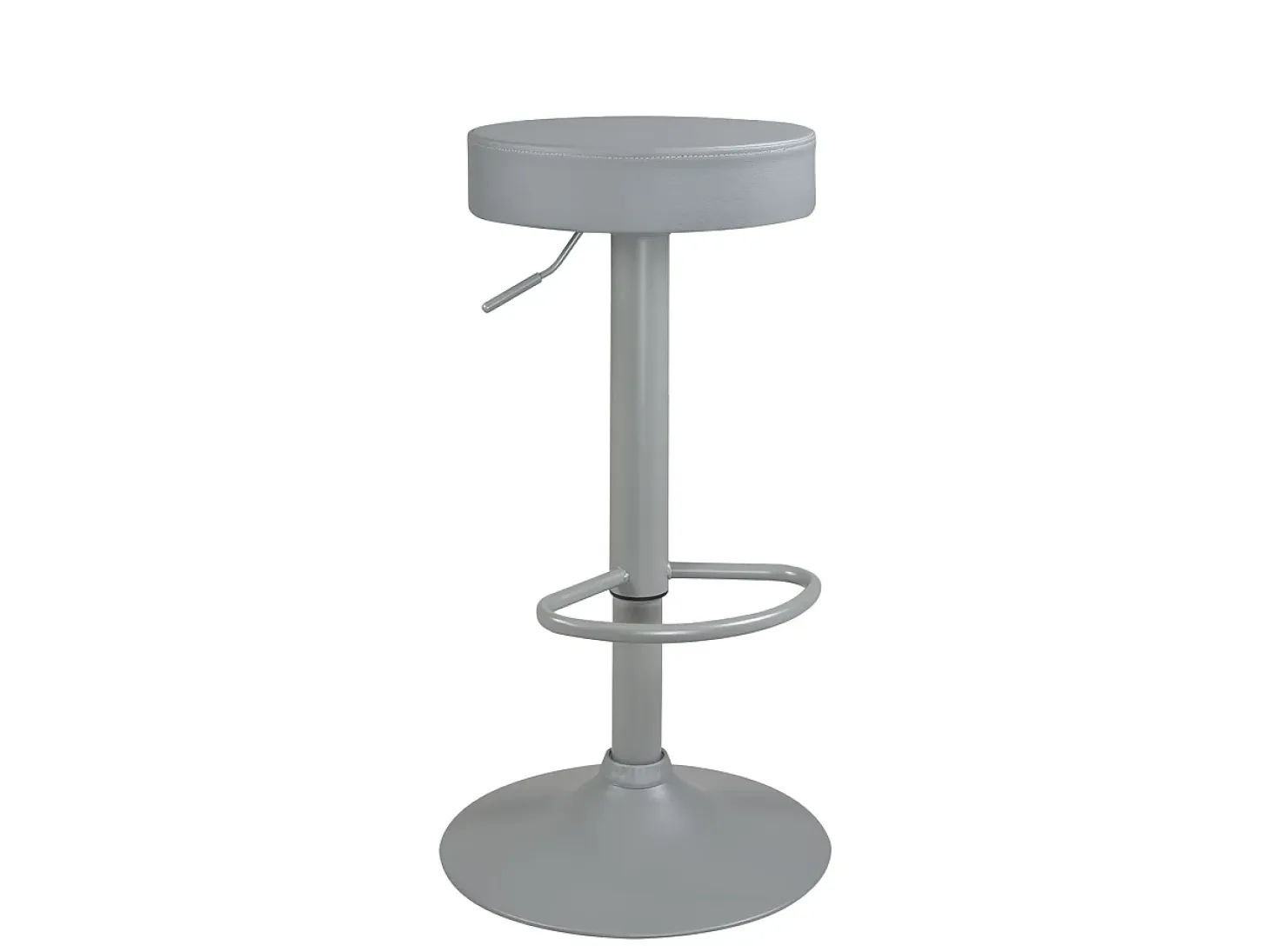Lote de 2 taburetes de bar redondos, asiento de cuero sintético acolchado, giratorio, altura ajustable YO (gris total)