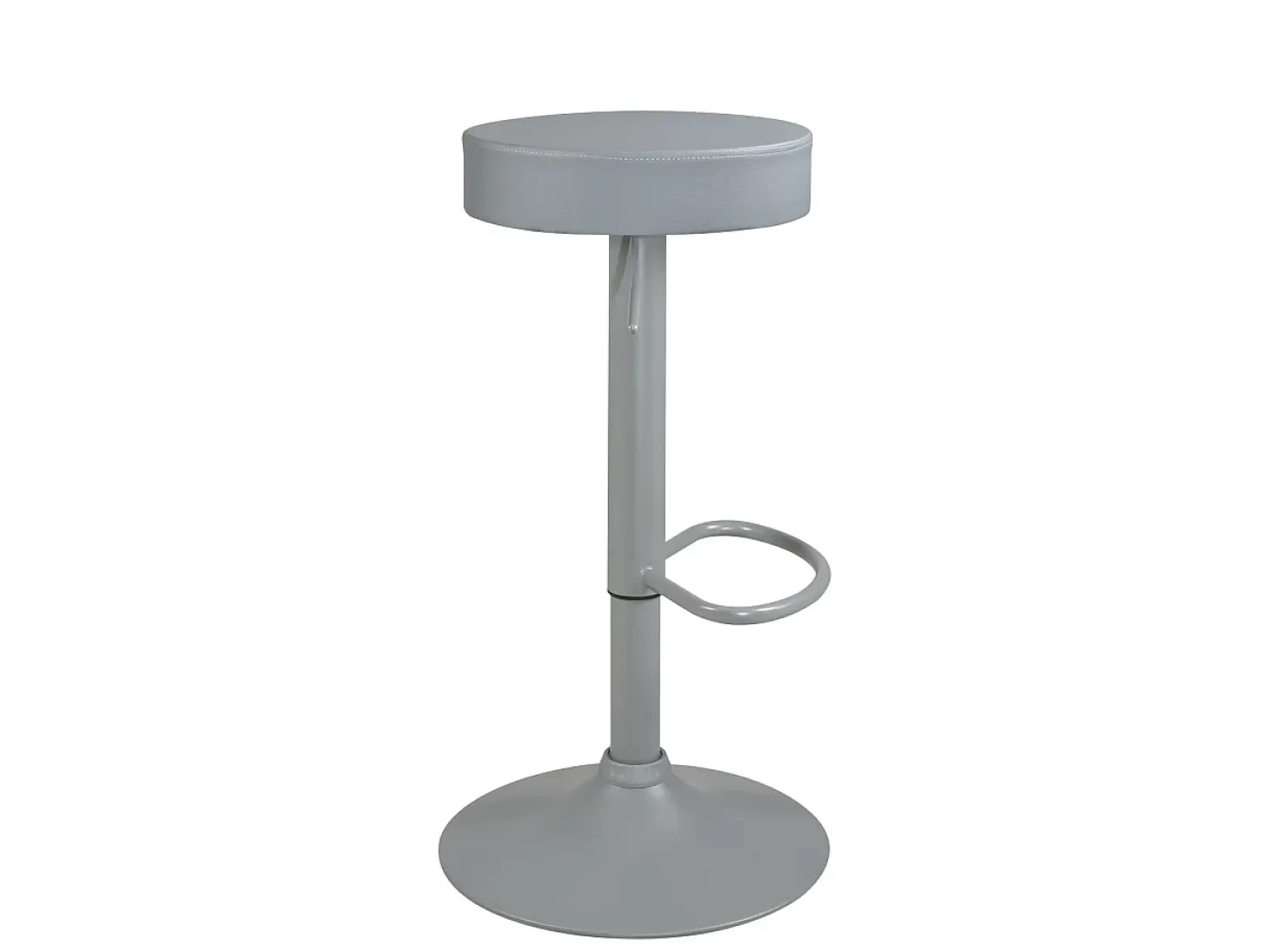Lote de 2 taburetes de bar redondos, asiento de cuero sintético acolchado, giratorio, altura ajustable YO (gris total)