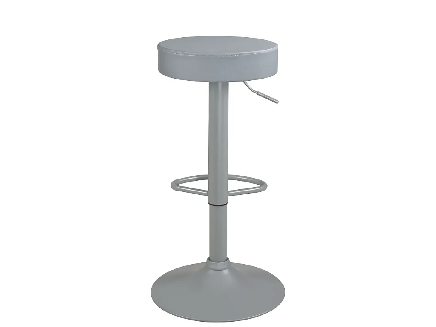 Lote de 2 taburetes de bar redondos, asiento de cuero sintético acolchado, giratorio, altura ajustable YO (gris total)