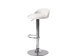 Lote de 2 taburetes de bar para cocina, asiento de cuero sintético, respaldo bajo, giratorio, altura ajustable, base de cromo SATI (blanco)