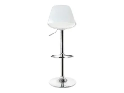 Lote de 2 taburetes de bar de diseño, asiento con respaldo bajo, cojín de cuero sintético, giratorio, altura ajustable, base de cromo SIG (blanco)