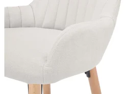 Lote de 2 taburetes de bar de tela y patas de madera de haya - Crema - ELEANA
