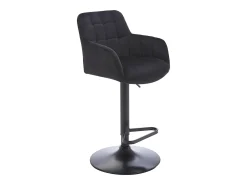 Lote de 2 taburetes de bar de terciopelo y metal - Altura ajustable - Negro - PEGA