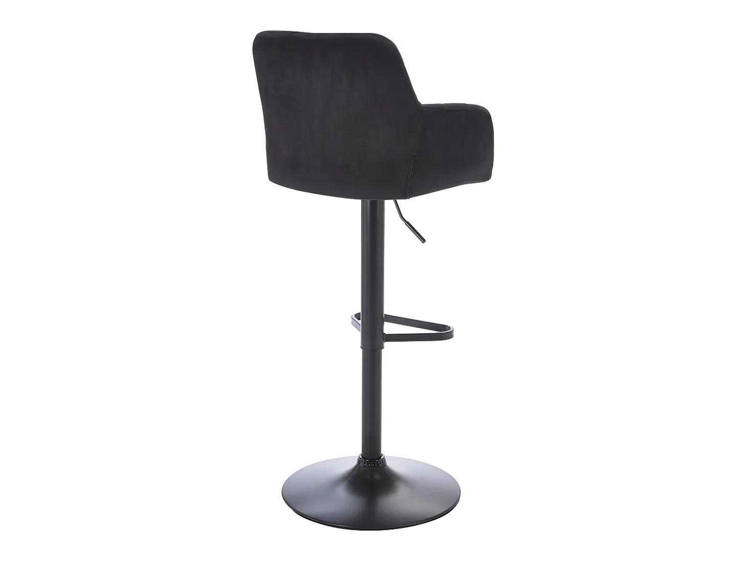 Lote de 2 taburetes de bar de terciopelo y metal - Altura ajustable - Negro - PEGA