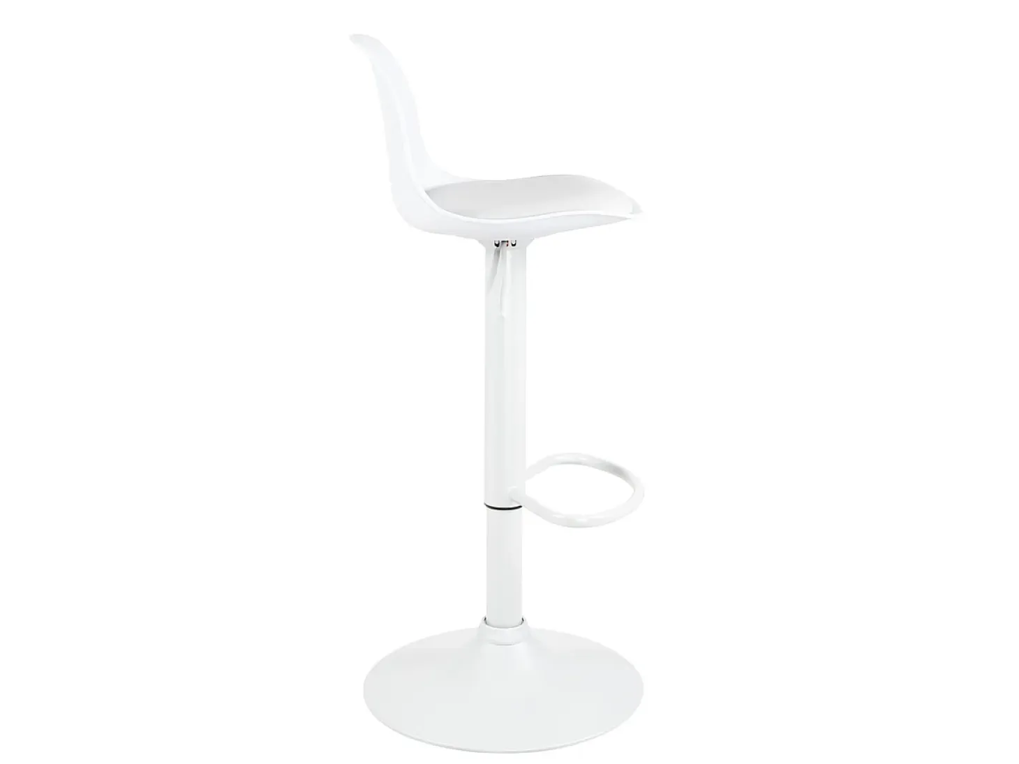 Lote de 2 taburetes de bar blancos, asiento con respaldo pequeño y cojín de cuero sintético, giratorio, altura regulable SIG (blanco integral)