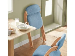 Lotre de 4 Sillas Plegables de Madera con Asiento y Respaldo Tapizado Sillón para Cocina, Oficina 47 x 60 x 77 cm Azul FST92-BLx4 SoBuy ES