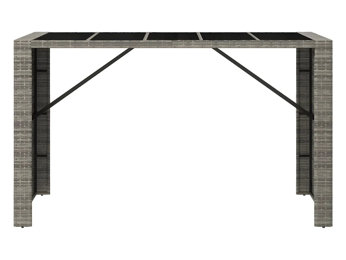 Lou Mesa alta bar con superficie vidrio ratán PE gris 185x80x110 cm