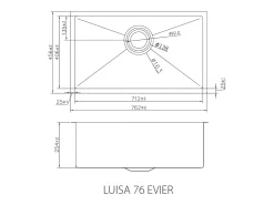Luisa Fregadero 1 seno grande 76x45 en acero inoxidable Essebagno