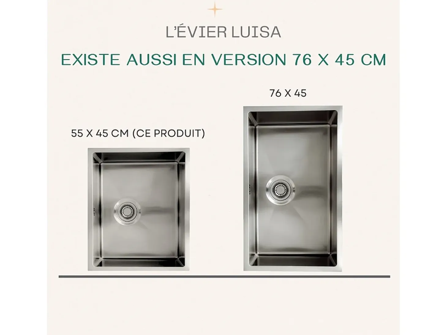 Luisa Fregadero 1 seno grande 76x45 en acero inoxidable Essebagno