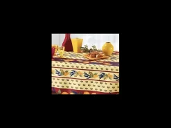 Mantel provenzal rectangular o redondo de poliéster antimanchas Rojo limón 150 x 300 cm