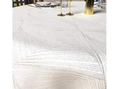 Mantel redondo antimanchas diámetro 180 cm LUXURY blanco, por Soleil d'Ocre