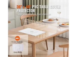 Mantel SucceBuy Protección de Mesa en PVC, 91 X 122 CM, Tapete de Escritorio en Plástico Transparente, 0.15CM de Grosor