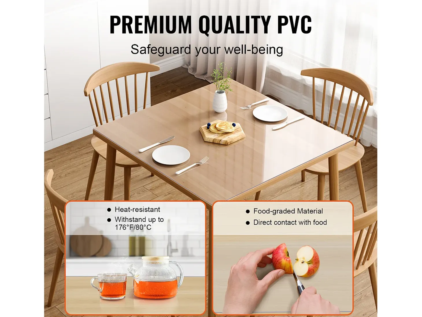 Mantel SucceBuy Protector de Mesa en PVC 30 X 30 CM, Protector de Escritorio en Plástico Transparente 0.15CM de Grosor