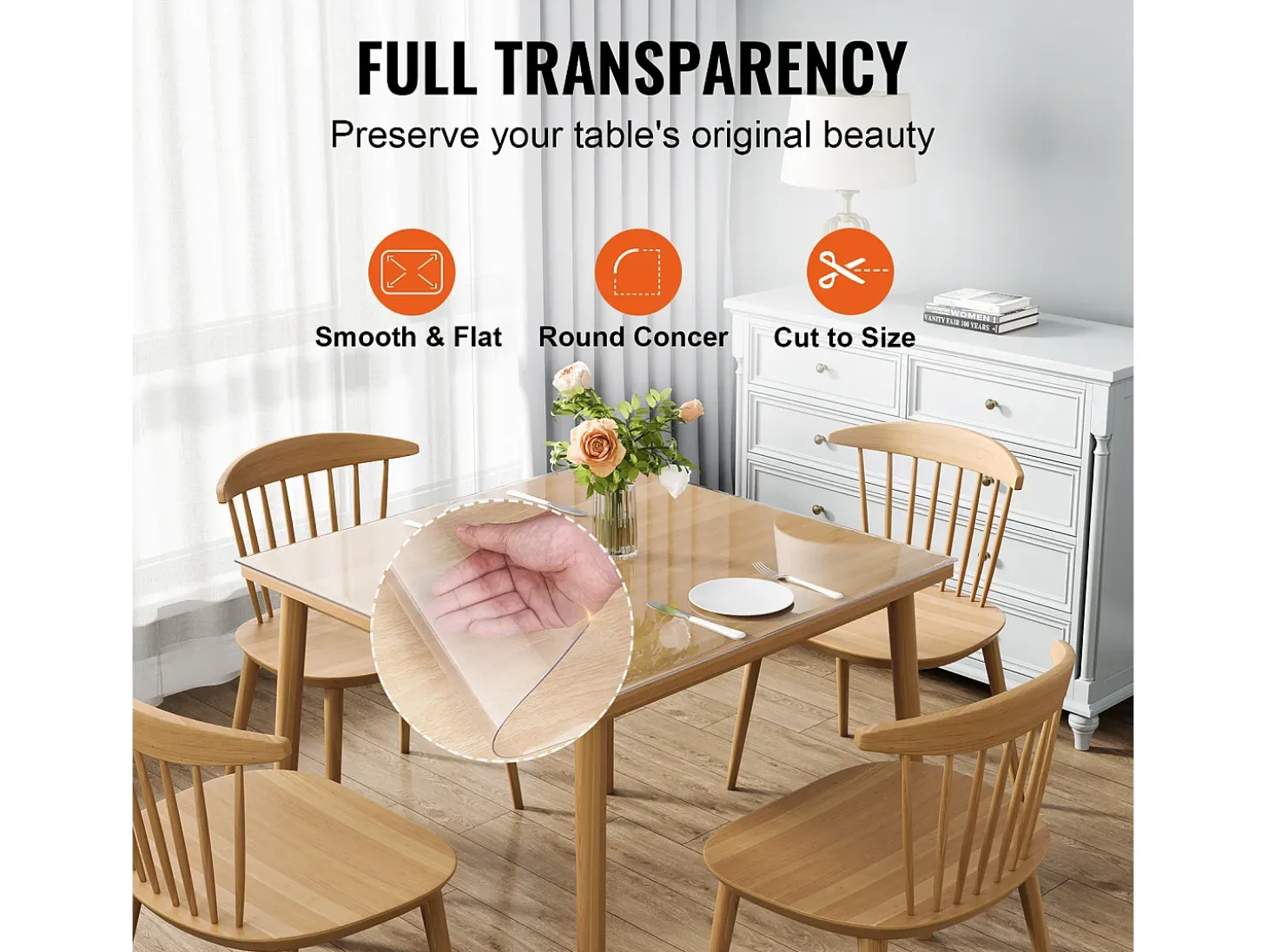 Mantel SucceBuy Protector de Mesa en PVC 30 X 30 CM, Protector de Escritorio en Plástico Transparente 0.15CM de Grosor