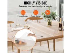 Mantel Transparente SucceBuy Protector de Mesa de PVC, 61 x 122 cm, Tapete de Escritorio de Plástico Esmerilado, 1,5 mm de Grosor