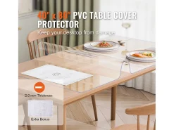 Mantel Transparente SucceBuy Protector de Mesa de PVC de 101.6 x 203.2 cm, Cubierta de Escritorio Transparente, 2.0 mm de Grosor