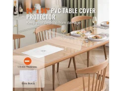 Mantel Transparente SucceBuy Protector de Mesa de PVC de 61 x 243 cm, Tapete de Escritorio de Plástico Transparente, 1.5 mm de Grosor