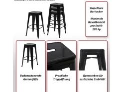 MCW-A73 Taburete de bar de metal (set de 4), blanco