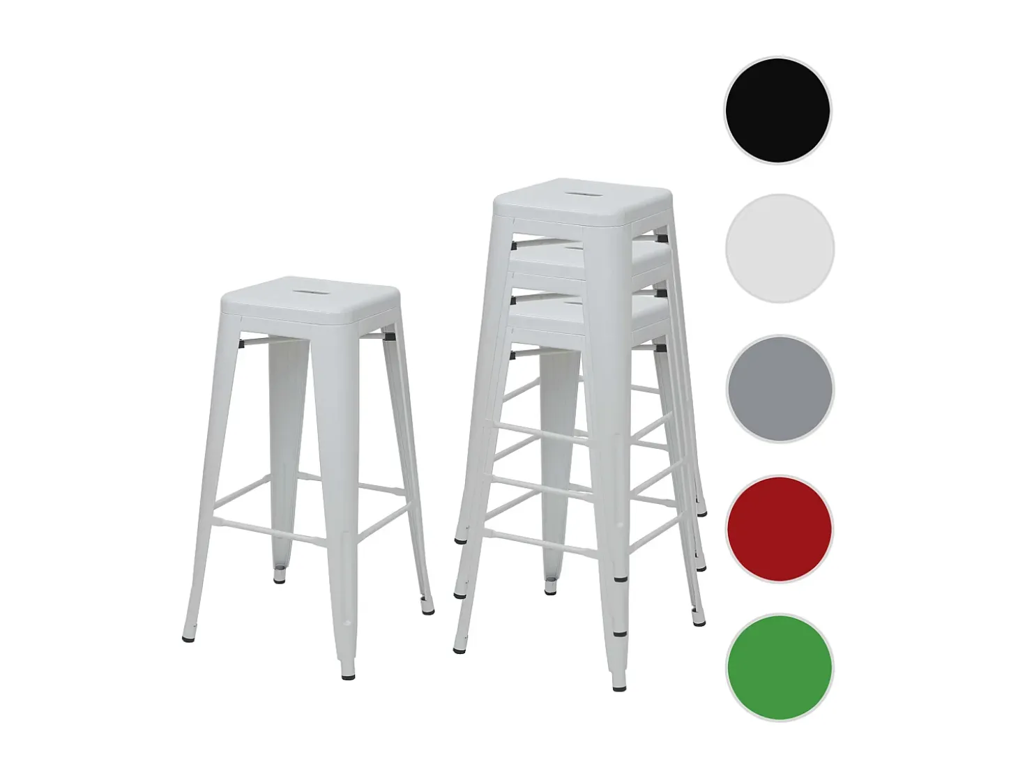 MCW-A73 Taburete de bar de metal (set de 4), blanco