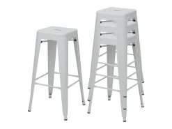 MCW-A73 Taburete de bar de metal (set de 4), blanco