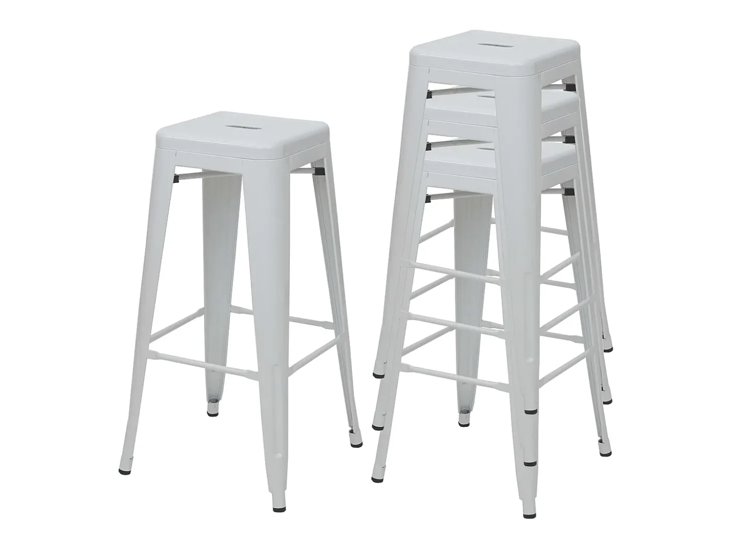 MCW-A73 Taburete de bar de metal (set de 4), blanco
