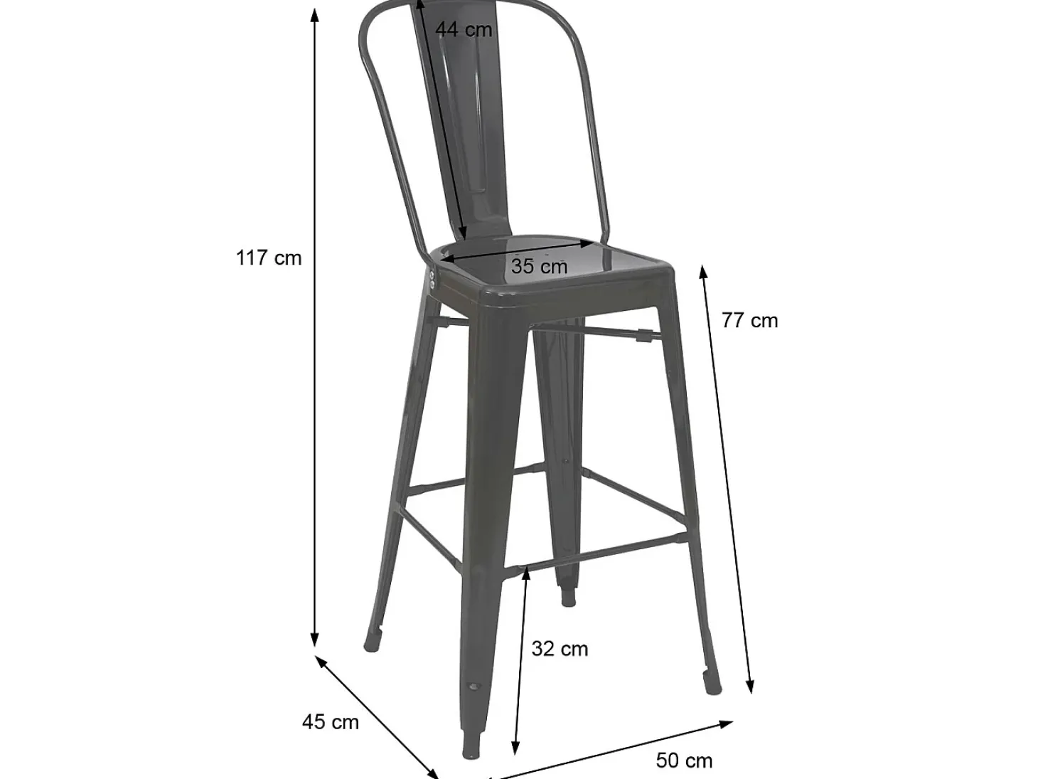MCW-A73 Taburete de bar de metal (set de 4), rojo