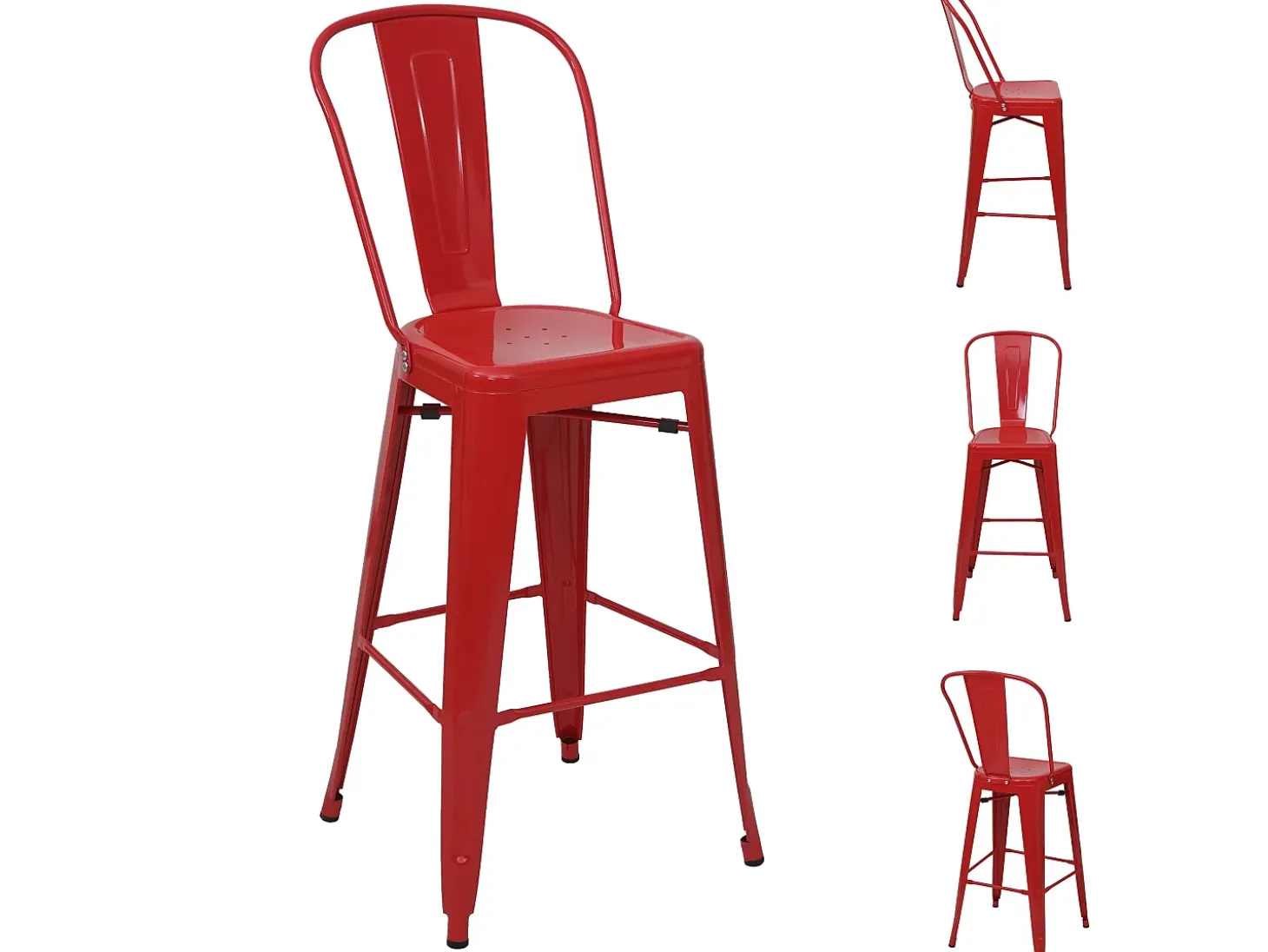 MCW-A73 Taburete de bar de metal (set de 4), rojo