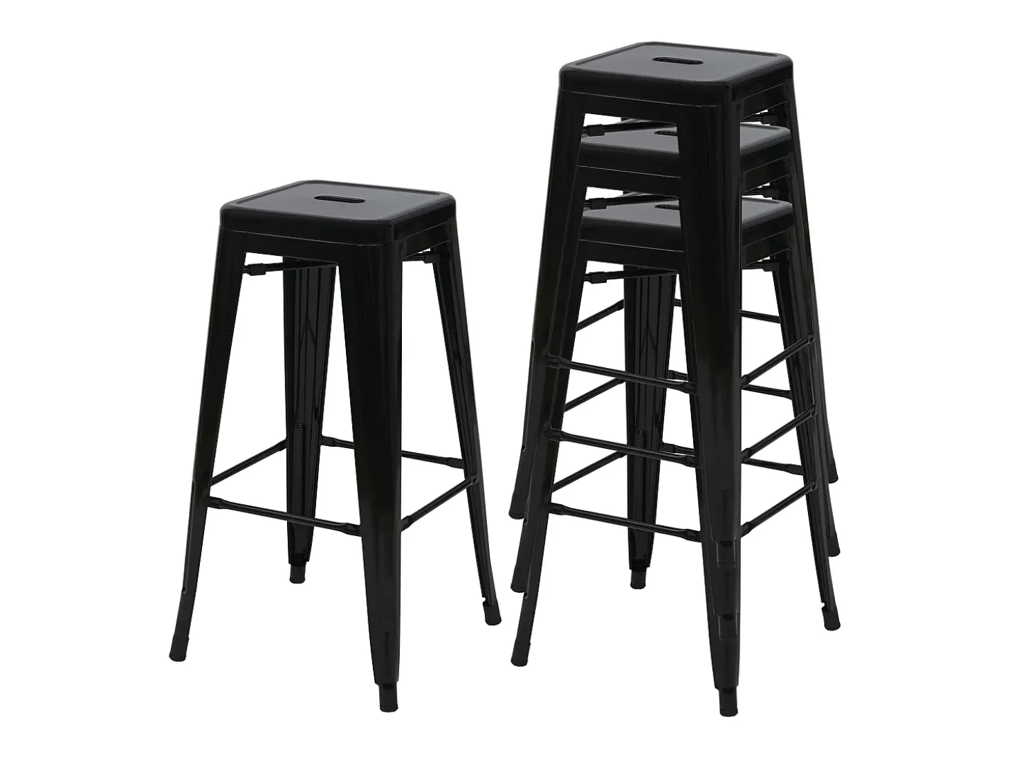 MCW-A73 Taburete de bar de metal (set de 4), negro
