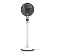 MEACO MeacoFan Sefte 10", ventilador de pie silencioso, altura ajustable, oscilación horizontal y vertical, motor sin escobillas, control remoto, color blanco.