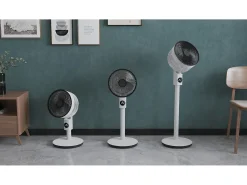 MEACO MeacoFan Sefte 10", ventilador de pie silencioso, altura ajustable, oscilación horizontal y vertical, motor sin escobillas, control remoto, color blanco.