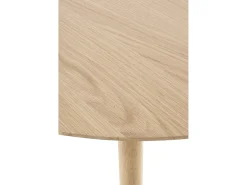 Mesa 80 diametro patas madera de hevea con sobre chapado en roble