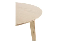 Mesa 80 diametro patas madera de hevea con sobre chapado en roble