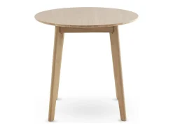 Mesa 80 diametro patas madera de hevea con sobre chapado en roble