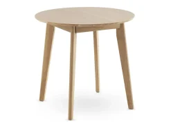Mesa 80 diametro patas madera de hevea con sobre chapado en roble