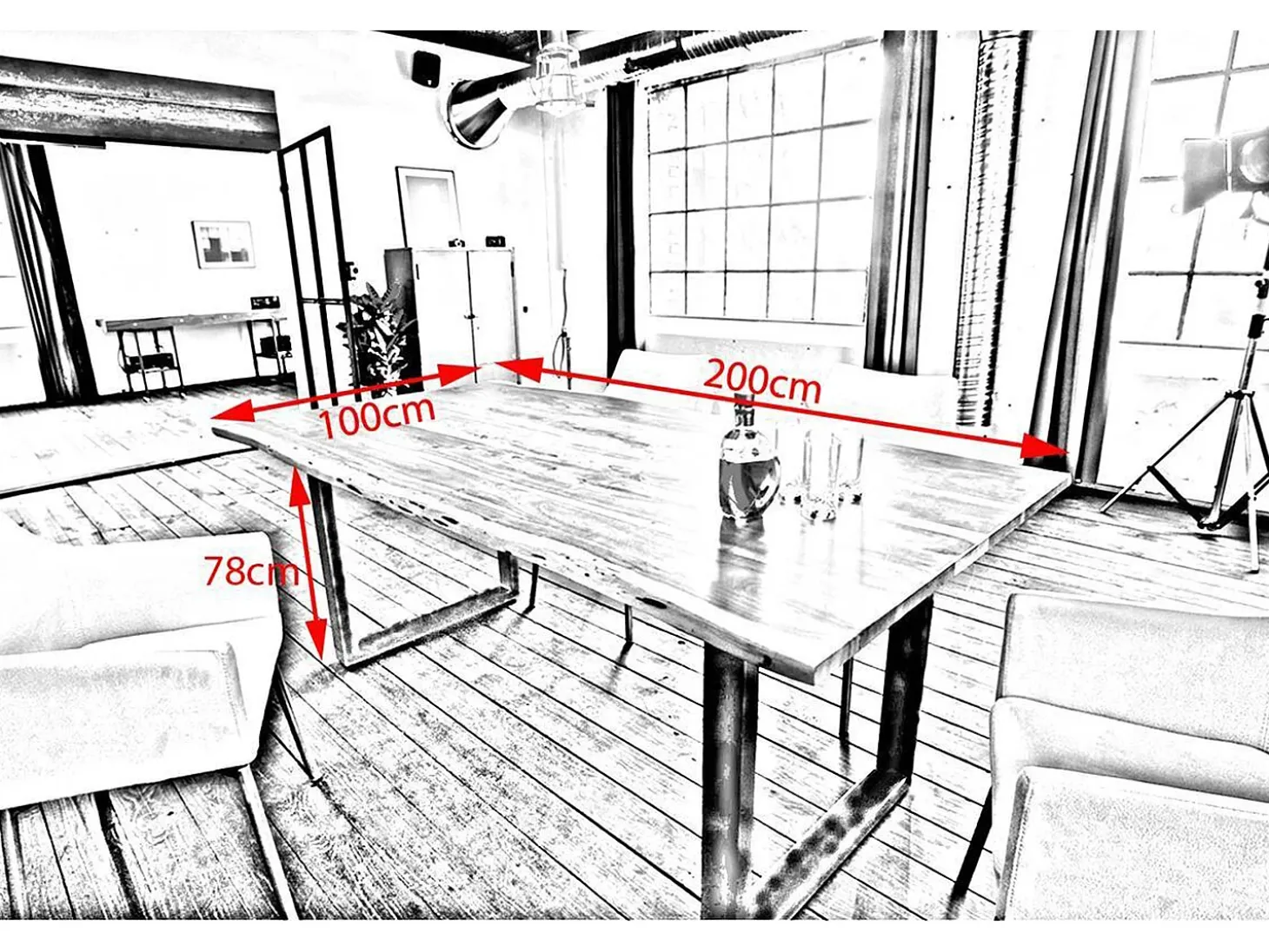 Mesa - Madera Madera - 200 x 100 cm - LORE