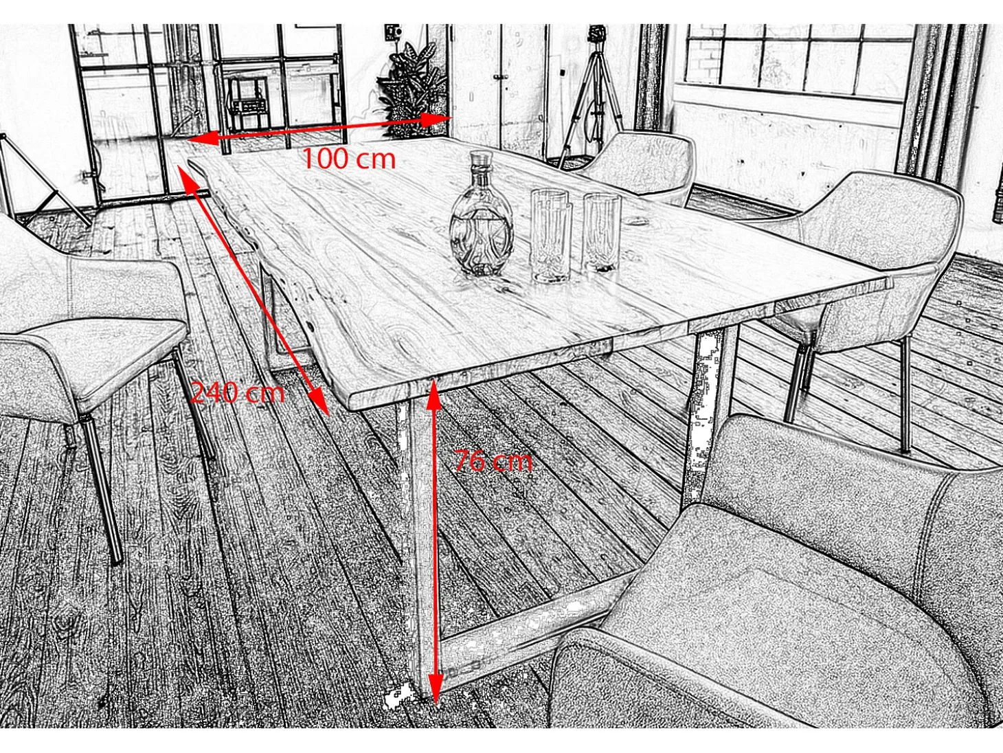 Mesa - Madera Madera - 240 x 100 cm - LORE