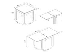 Mesa acabado gris cemento, plegable extensible 90×90- 180×90 cm - LIPARI
